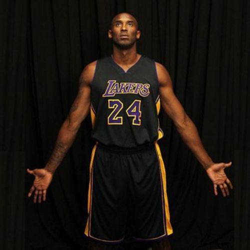 球衣23号热压 数码印 全密刺绣篮球服套装背心运动训练 黑色 科比黑金