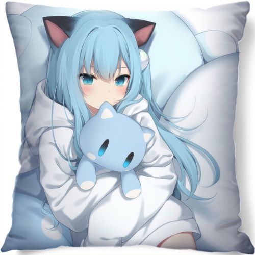 麋鹿星球猫羽雫抱枕可爱猫耳美少女动漫二次元萝莉照片靠枕垫学生礼物
