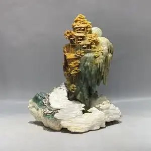 爱上玉雕纯天然岫玉花玉手工雕刻意境山水摆件风格独特家居工艺品
