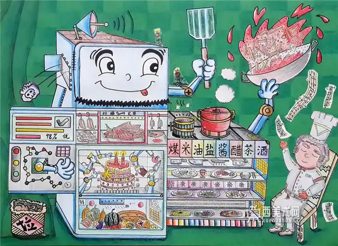 中学生获奖科幻画全自动料理机赏析