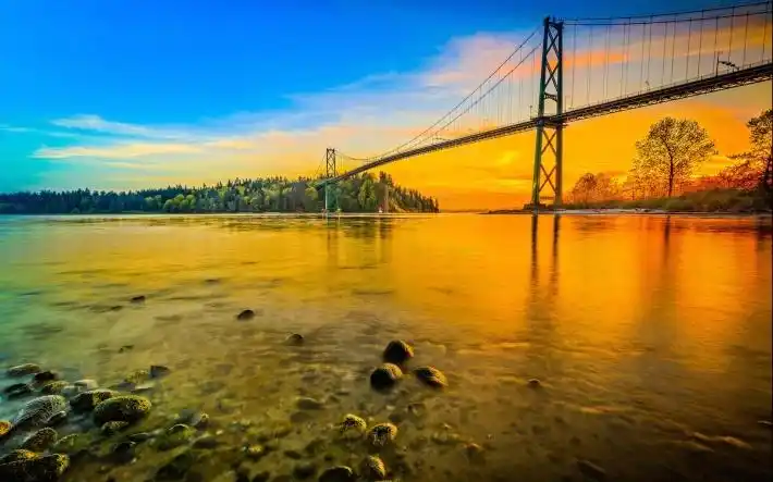 美丽黄昏唯美大桥风景图片桌面