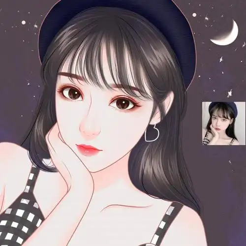 头像情侣插画设计真人照片q版卡通头像微信冰雪软萌风头像到胸不带手