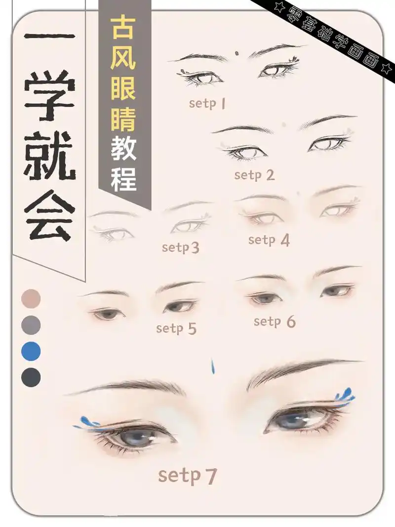 古风水墨眼睛画法 1.线稿:找张眼睛 - 抖音