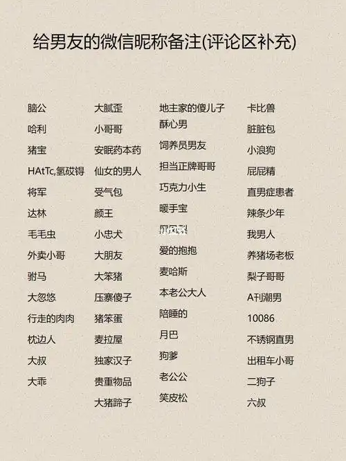 给男友的昵称备注