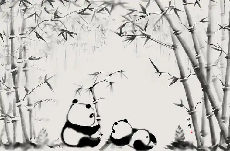 竹林里的大熊猫