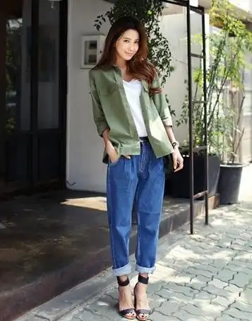 宽松牛仔裤怎样搭配高跟鞋