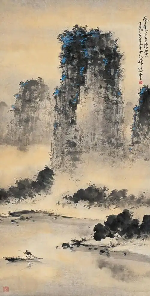 桂林山水 立轴 设色纸本】拍卖品_图片_价格_鉴赏_绘画_雅昌艺术品