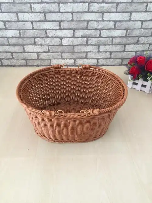 仿藤编手提篮 椭圆形水果篮蔬菜筐零食篮筐收纳盒野餐篮厂家批发