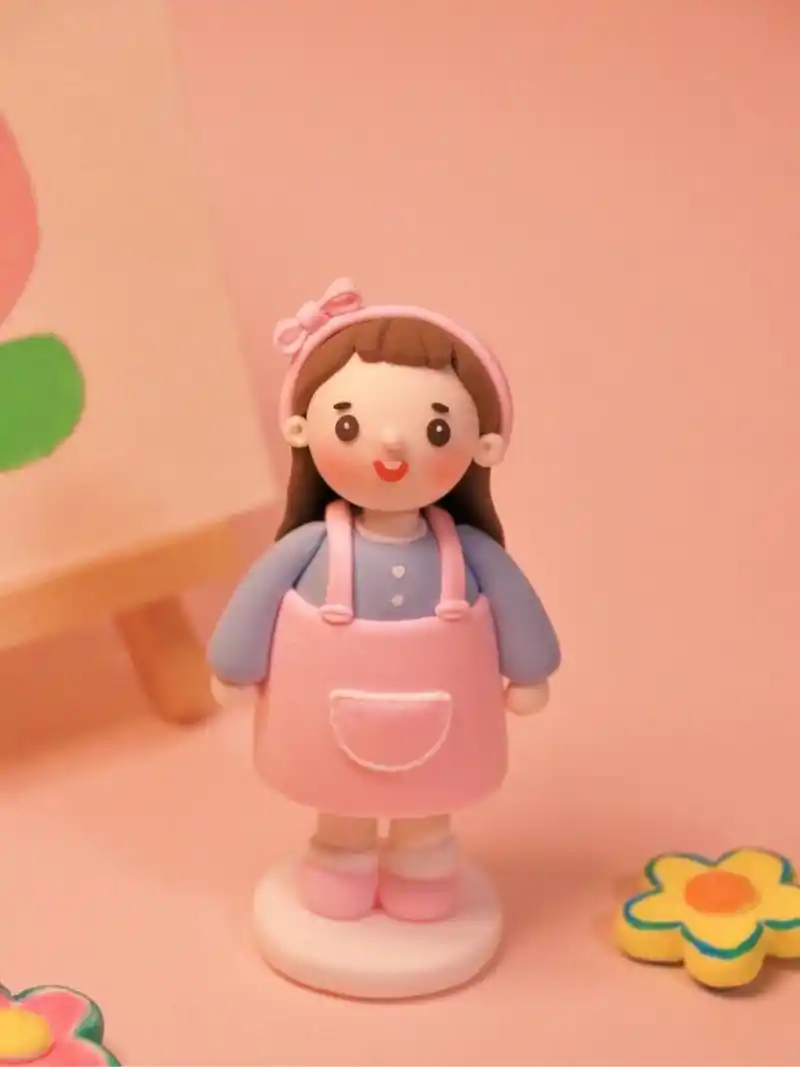 超轻黏土丨戴蝴蝶结96发箍的小女孩图片教程