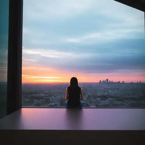 图片生成参数关键字:1女孩,黑色空气,城市景观,云,cloudy_sky,黄昏