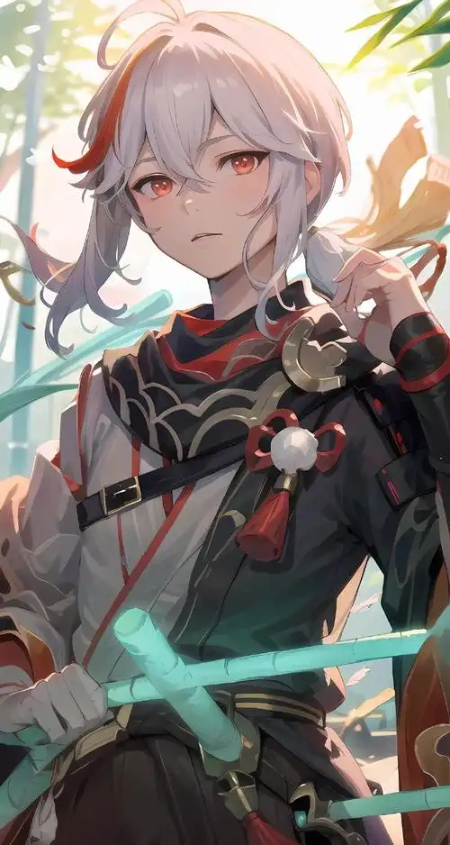 7版本##超话创作官#原神角色枫原万叶高清壁纸～ai画