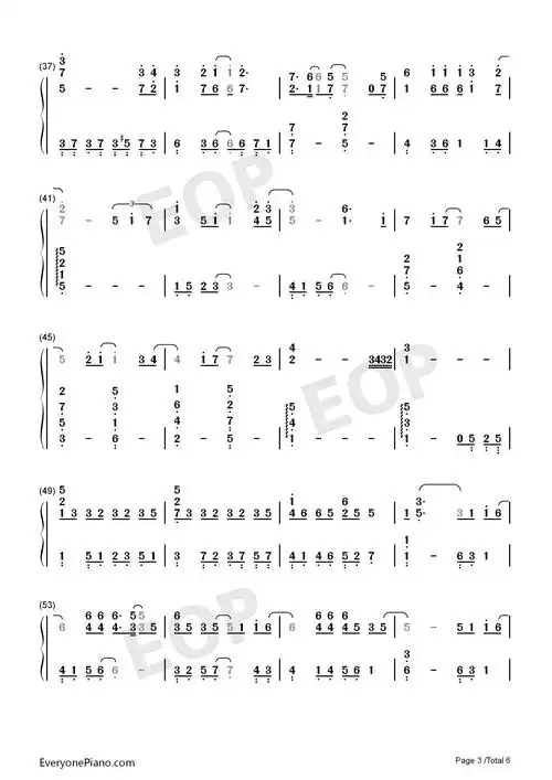 勇气-梁静茹双手简谱预览3-钢琴谱文件(五线谱,双手简谱,数字谱,midi