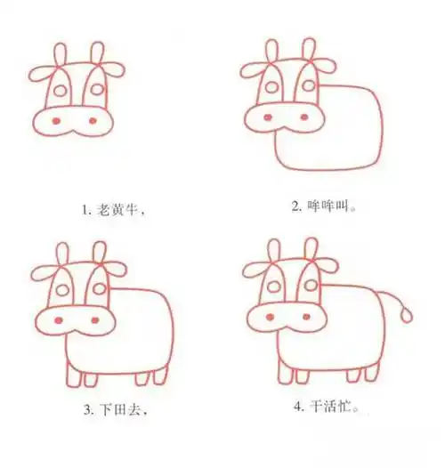 简笔画牛的画法 简笔画牛的画法最简单可爱