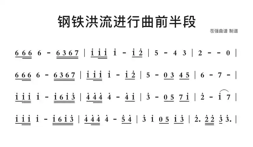 钢铁洪流进行曲前半段简谱