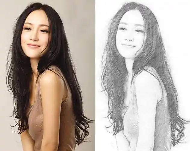 把美女照片转成黑白素描照片的ps教程