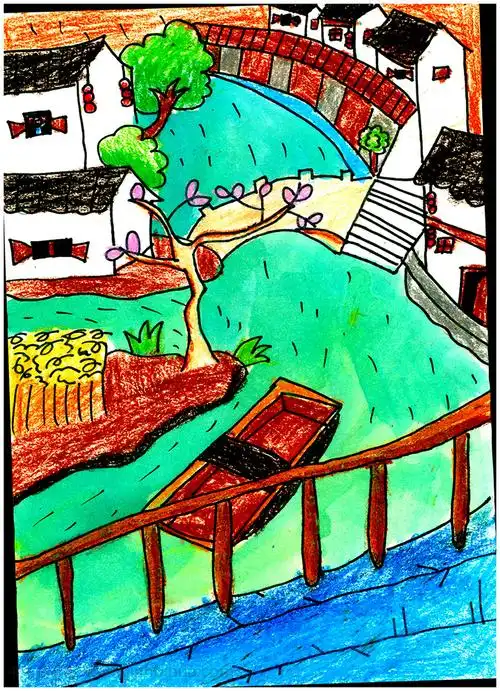 儿童画作品《清平乐》彩色儿童画_诗歌的样子简笔画