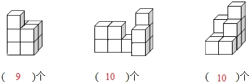 答:由10个小正方体组成. (3)6 3 1=10(个). 答:由10个小正方体组成.