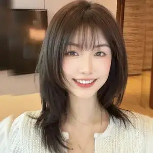 假发女中长发空气刘海2021年新款时尚层次锁骨发自然圆脸全头套