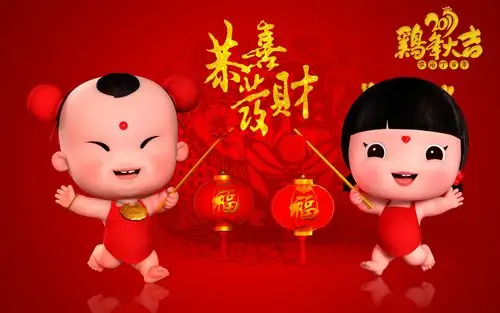 招财童子之金童玉女送五福,高清图片,电脑桌面-壁纸族