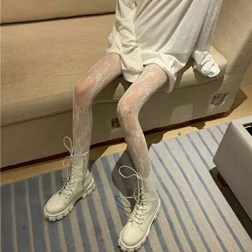 夏季白丝日jk蕾丝丝袜洛丽塔连裤袜白色渔网可爱短袜