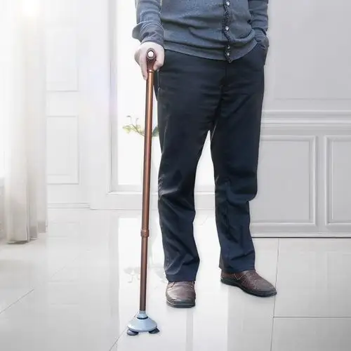 老人拐杖四脚拐棍防滑老年拐扙伸缩手杖轻便助行器多功能灯四角