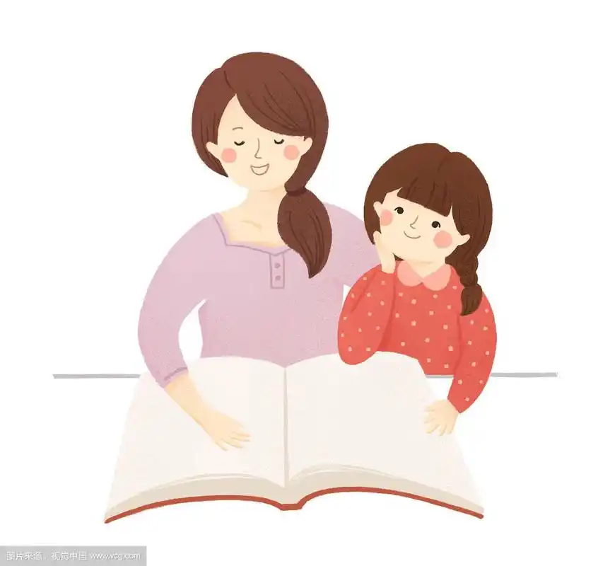 母女讲故事插画