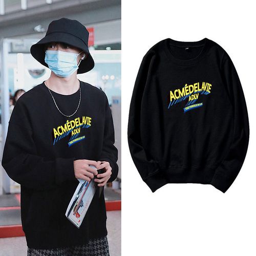 时代少年团马嘉祺丁程鑫同款衣服潮牌圆领长袖t恤男女ins上衣潮流