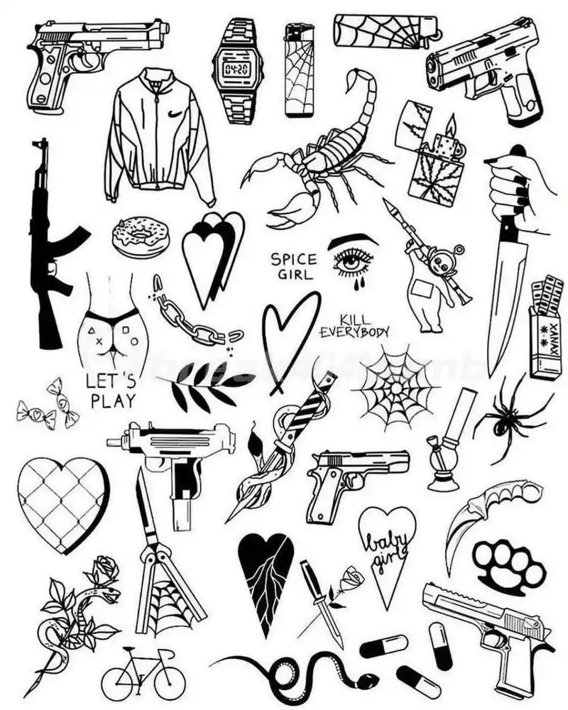 小线条纹身,各类黑色图形纹身拼接 元素拼接花臂纹身#杭州纹身# #花臂