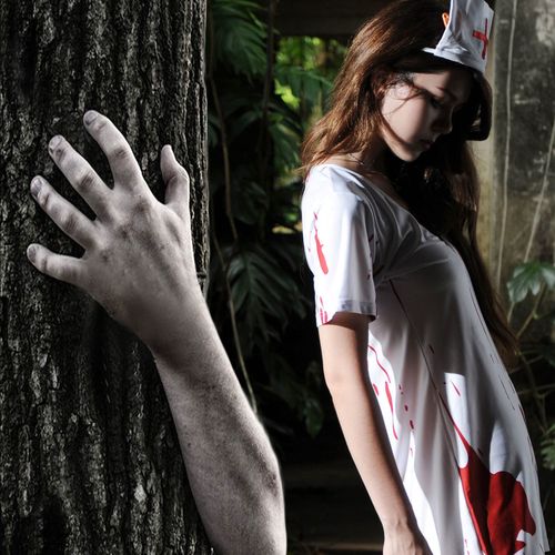 跨境批发万圣节鬼节恐怖血腥护士服带血成人女护士医生服鬼护士6