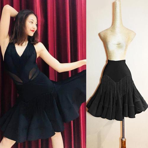 流苏拉丁舞大摆裙恰恰短裙半身裙新款成人舞蹈练功服舞蹈班训练裙