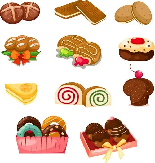 平面设计 其他 插画|元素|卡通 > 美食甜品店背景甜点蛋糕饼干巧克力