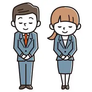 青年男女鞠躬, 商业形象照片