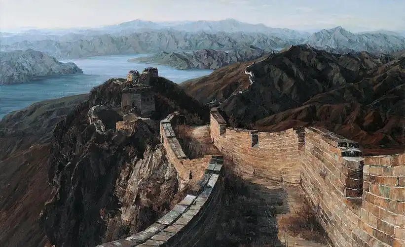 油画长城-玩石不恭