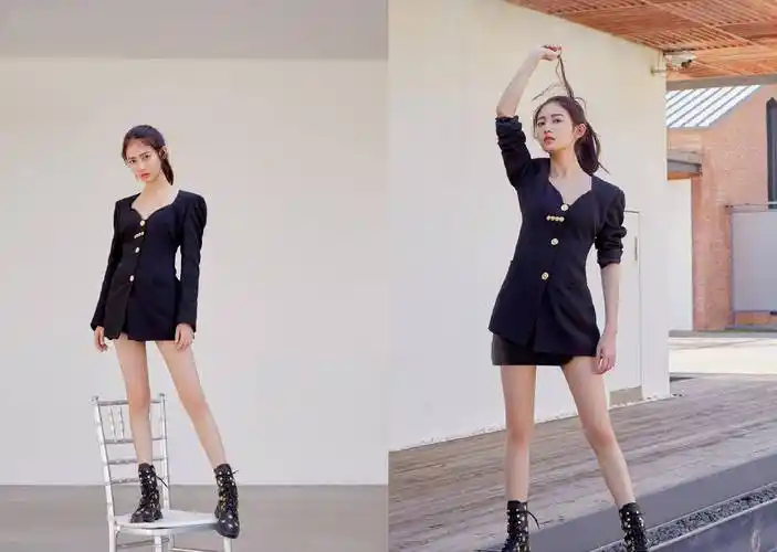 原创陈钰琪新造型变身酷女孩穿黑西装裙配马丁靴真是又美又飒