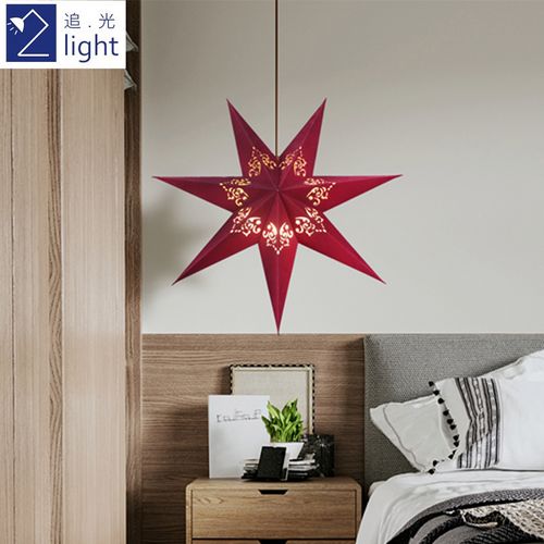 北欧圣诞节植绒七角星星吊灯商场民宿酒吧婚庆节日会展装饰挂件