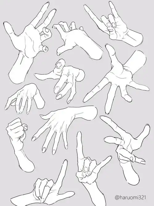 各种手部动作线稿合集