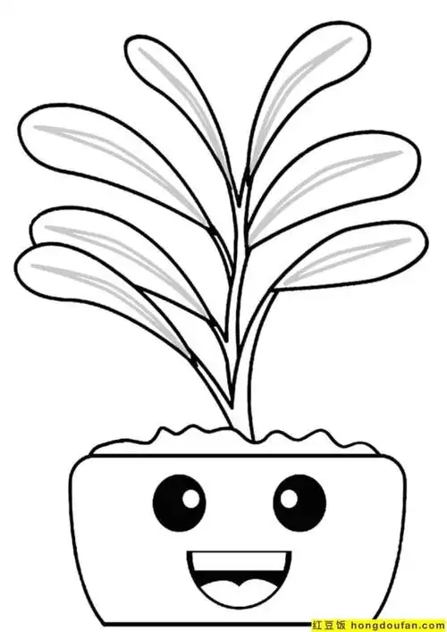 7张有趣可爱的盆栽花朵植物儿童简笔画