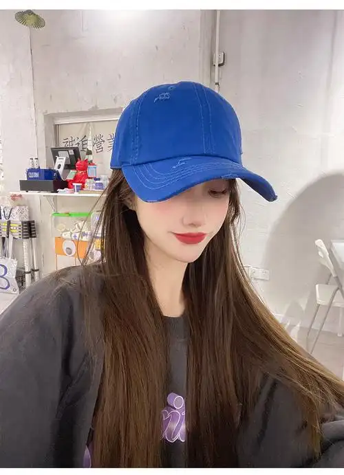 克莱因蓝帽子韩版大头围遮阳显脸小鸭舌帽新款时尚克莱因蓝m可调节