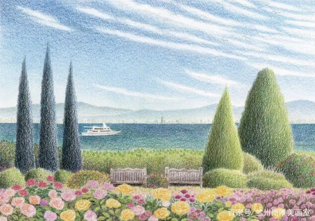 这些彩铅风景,让人赏心悦目!