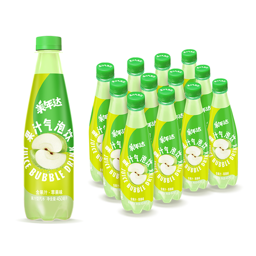 plus会员:百事可乐 美年达mirinda 苹果味果汁气泡饮 450ml*12瓶*4件