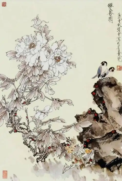 以后又得到工笔大师于非闇,张其翼等先生教诲,开始学习北宋画风,同时