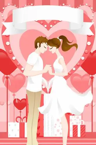 几何,计算机图形,浪漫,合成,图画,休闲装,穿,画,气球,面对面,恩爱