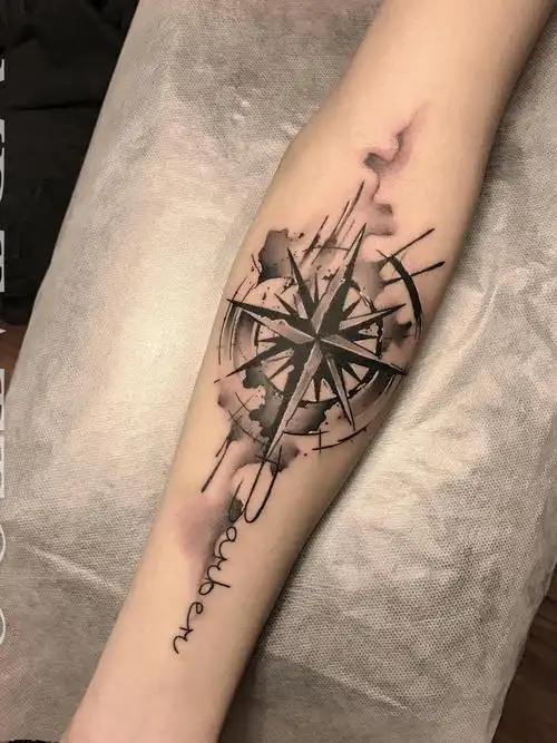 指南针_纹身图案手稿图片_阿权的纹身作品集