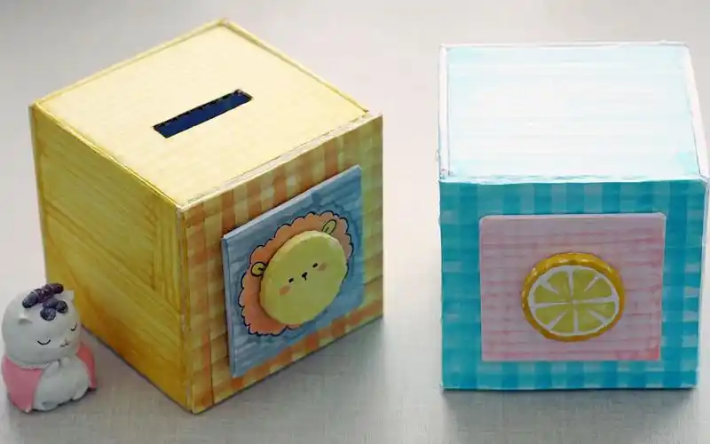 【手工】快递盒子不要扔,来diy简单可爱的保险箱,轻轻旋转就能锁住