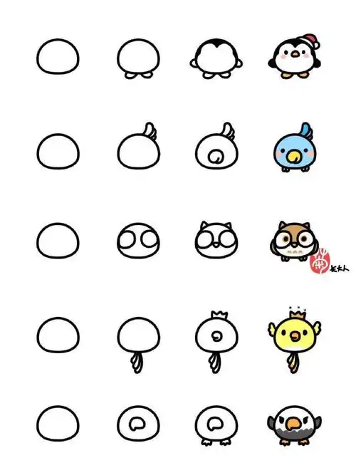 超可爱简笔画教程用一个圆画一堆小动物~.