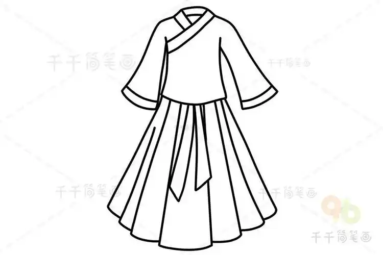 广袖汉服简笔画
