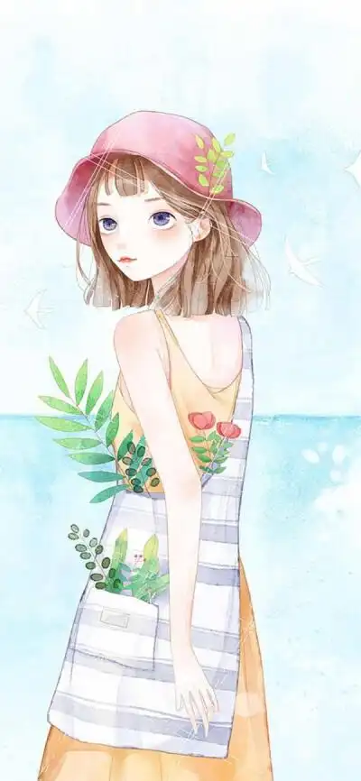 森系唯美少女手绘