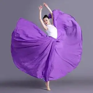 现代舞蹈大摆裙古典舞a字半身练习长裙女成人12米裙摆表演出纱裙