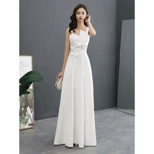 白色晚礼服女2020新款长款宴会礼服裙气质显瘦聚会派对生日连衣裙