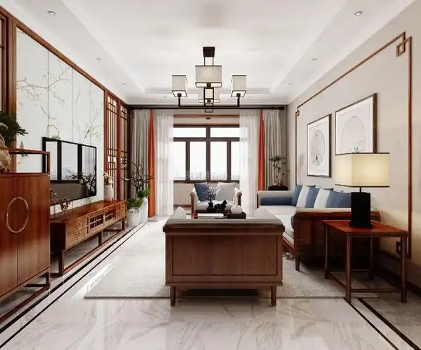 草桥欣园二区新中式风格130平米三居室装修案例